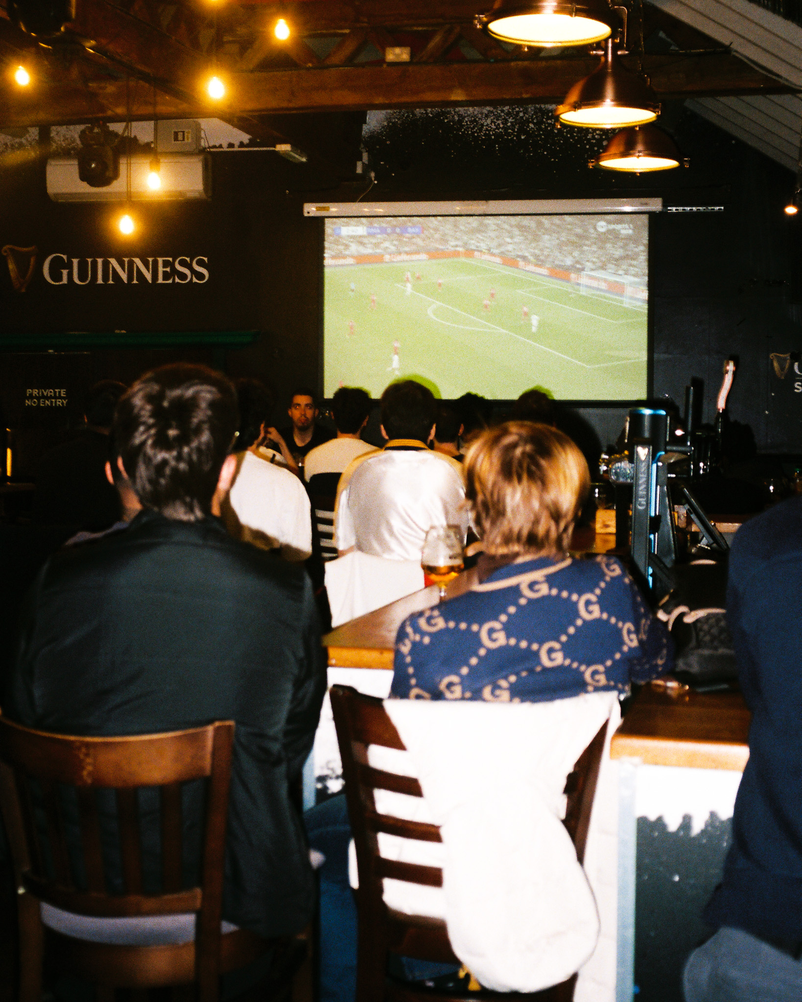 Fans watching football