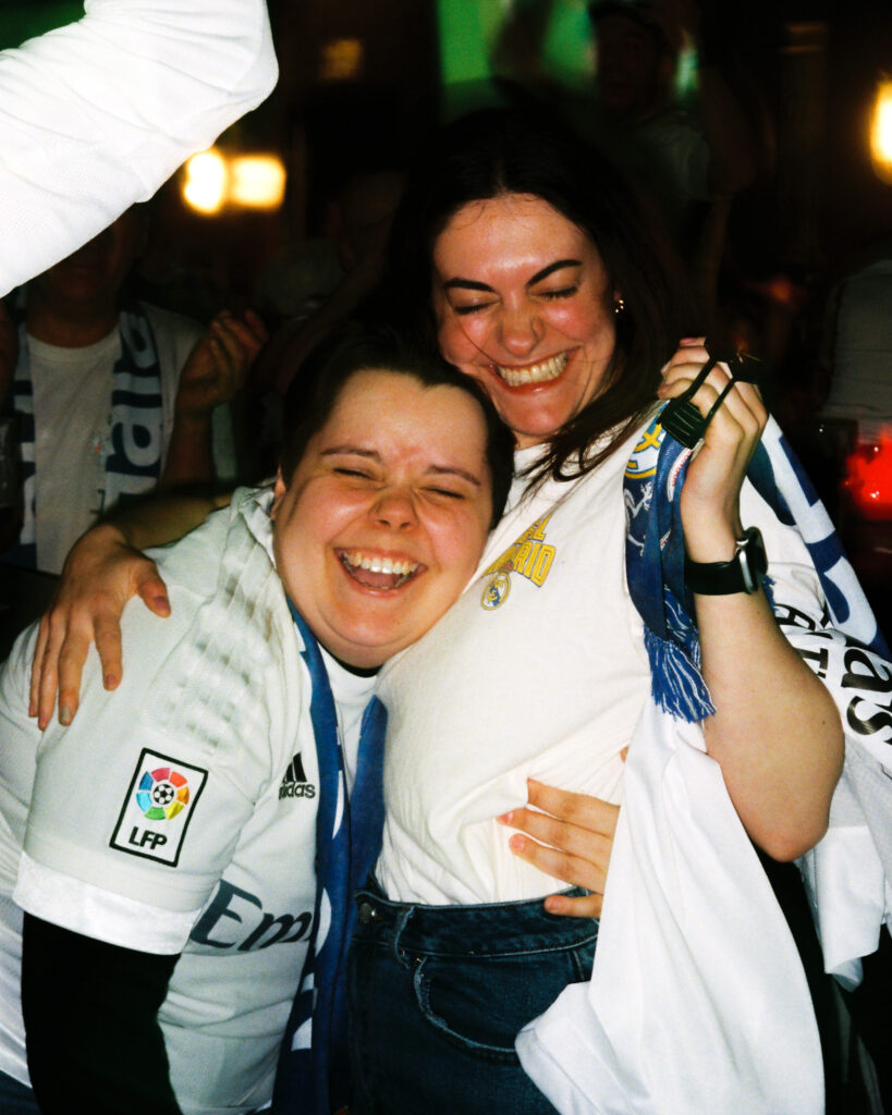 Two real madrid fans at the famous three kings in west kensington