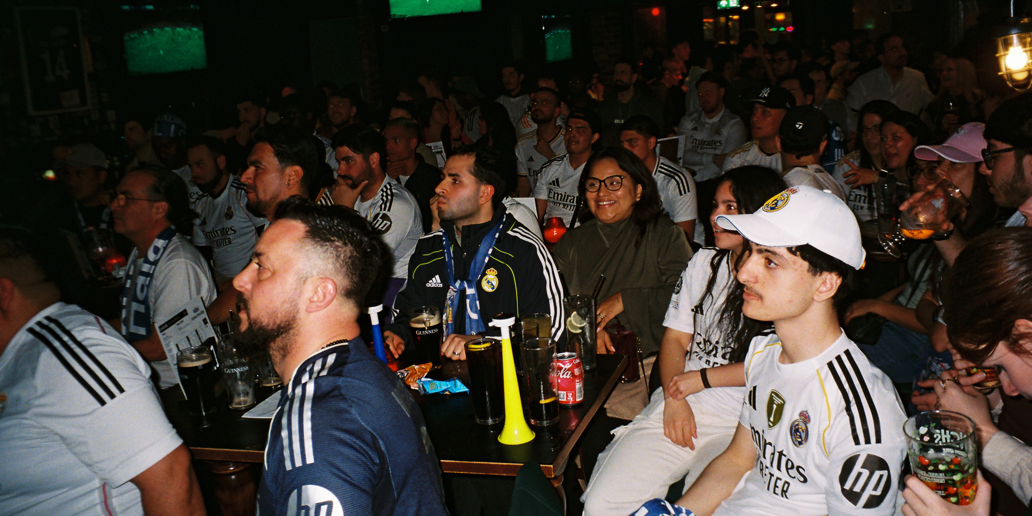 real madrid fans at the famous three kings in west kensington