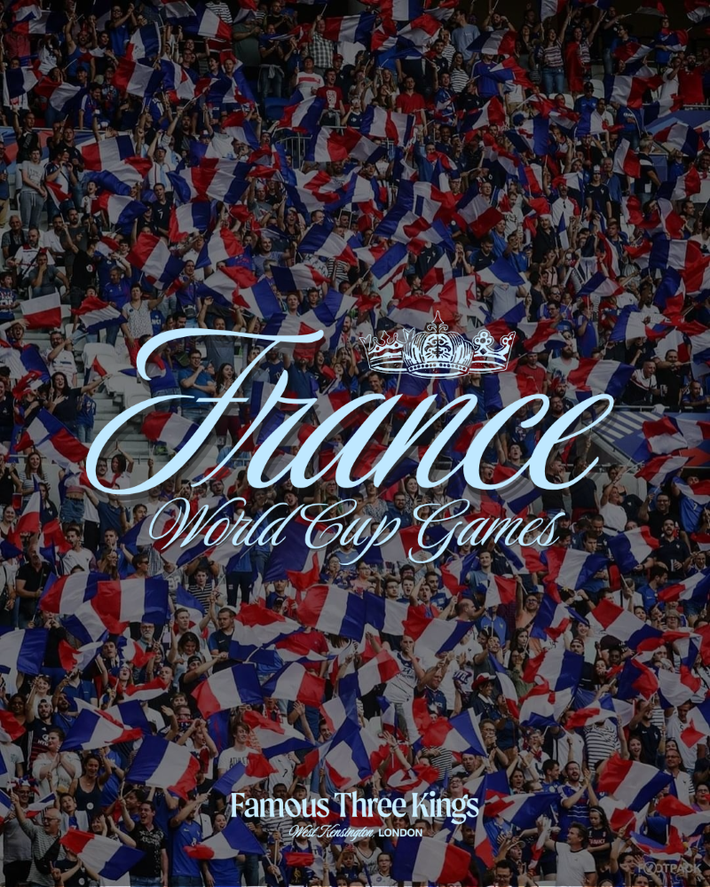 Photo of a French crowd waving France flags with text overlayed on top