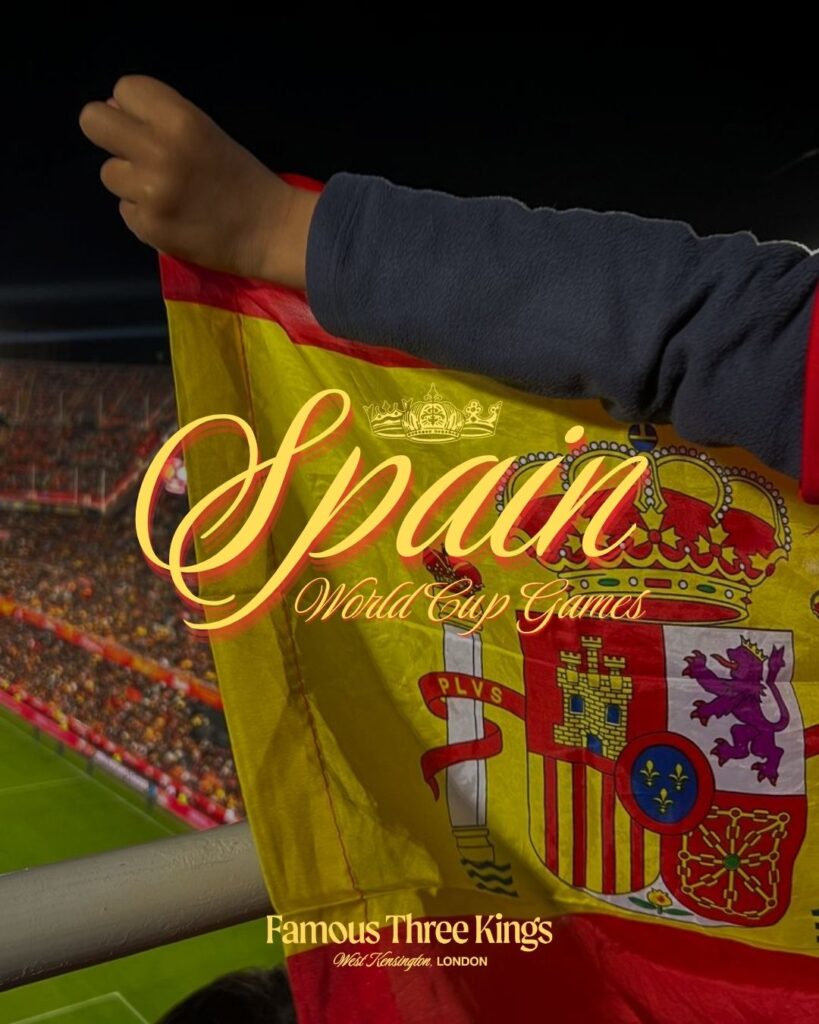 Photo of a Spanish flag with text overlayed on top